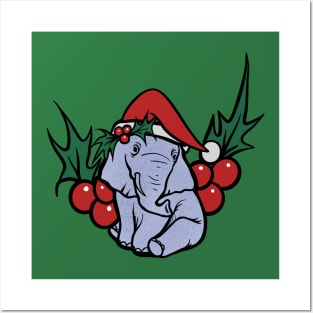 Christmas Elephant Posters and Art